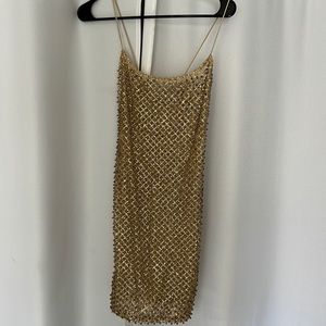 Oh Polly gold beaded dress